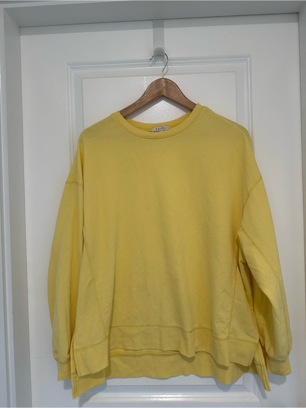 Z Supply Light Yellow Crewneck Sweater Oversized Fit